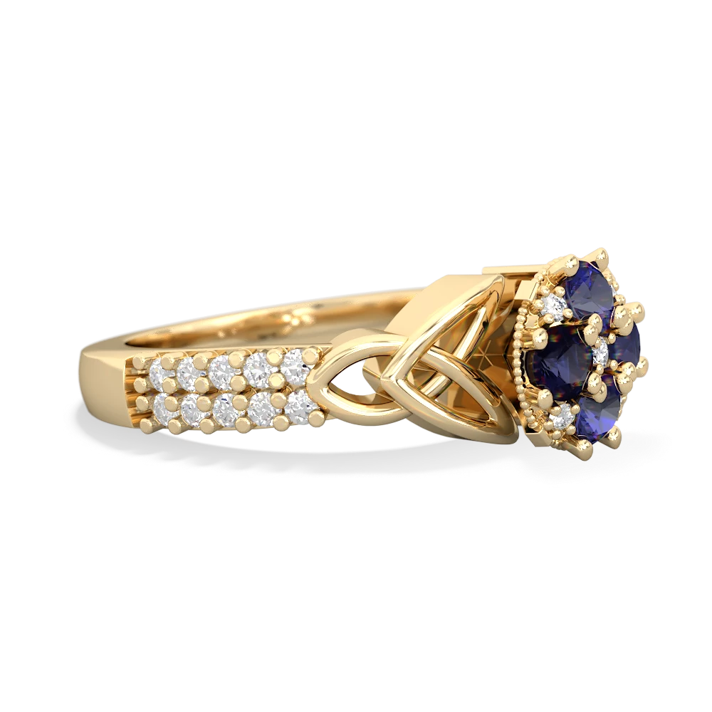 Lab Sapphire Celtic Knot Cluster Engagement 14K Yellow Gold ring R26443RD