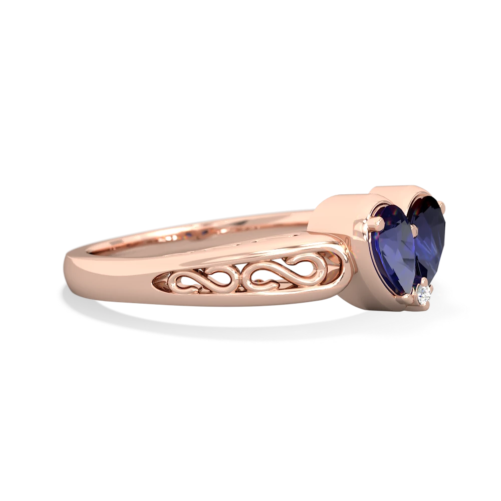 Lab Sapphire Filligree 'One Heart' 14K Rose Gold ring R5070