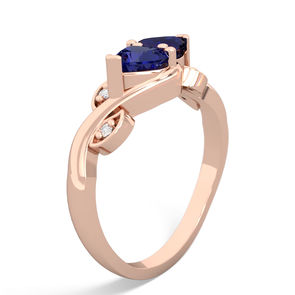 Lab Sapphire Floral Elegance 14K Rose Gold ring R5790