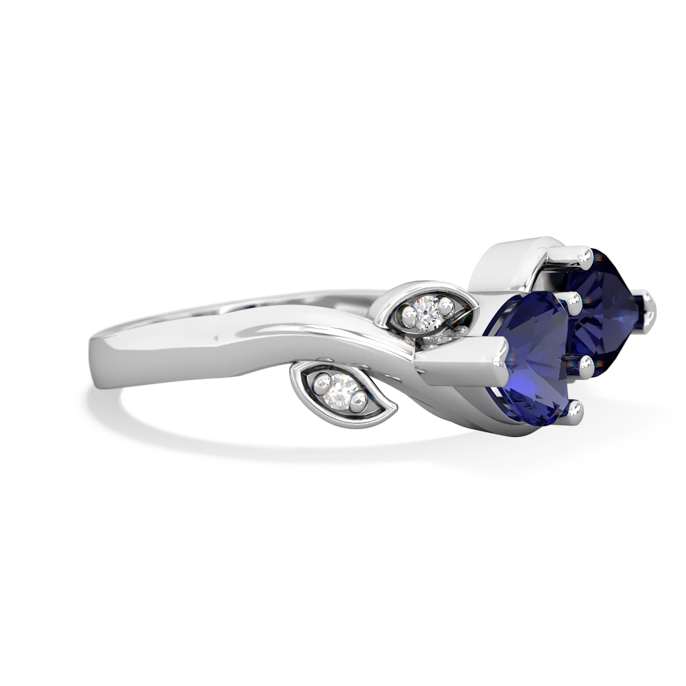 Lab Sapphire Floral Elegance 14K White Gold ring R5790