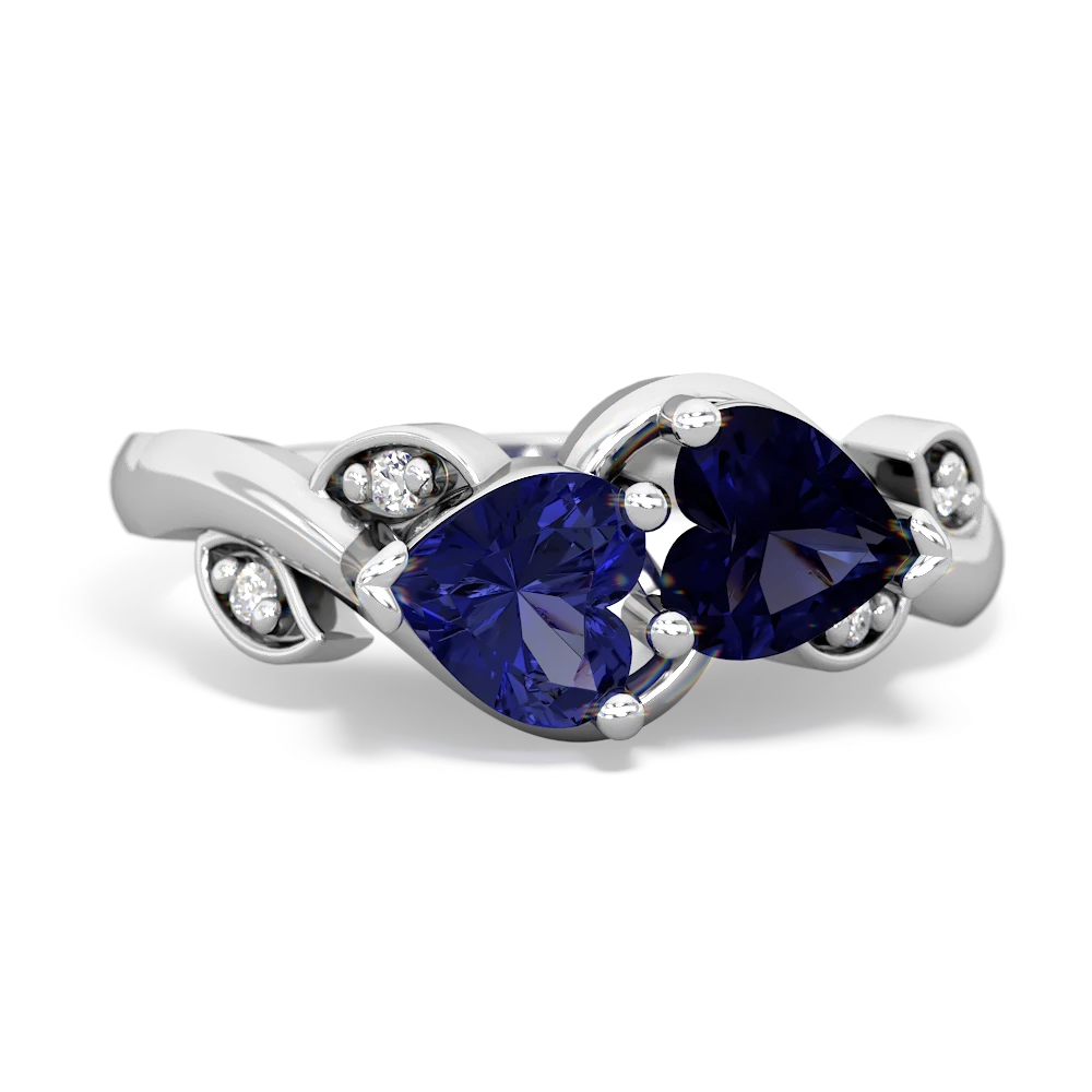 Lab Sapphire Floral Elegance 14K White Gold ring R5790