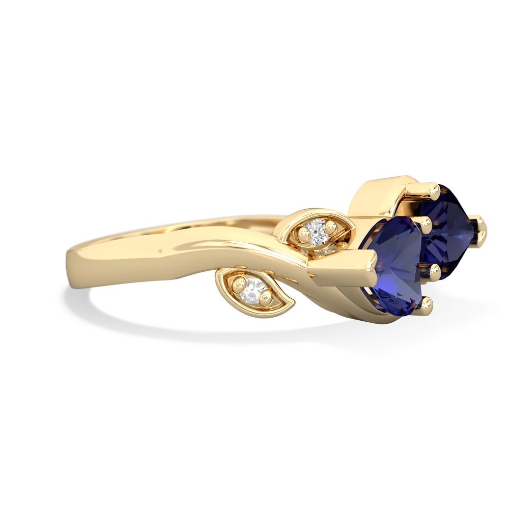 Lab Sapphire Floral Elegance 14K Yellow Gold ring R5790