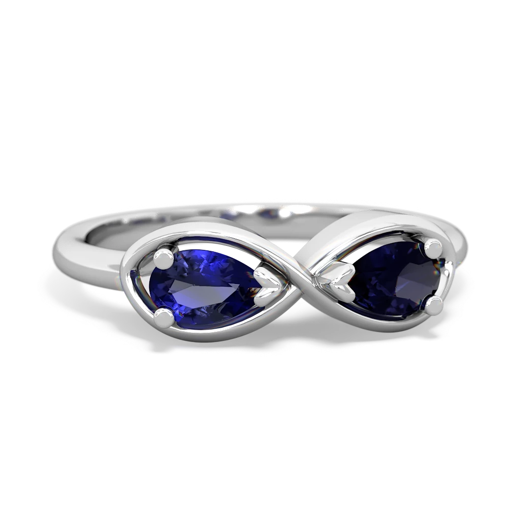 Lab Sapphire Infinity 14K White Gold ring R5050