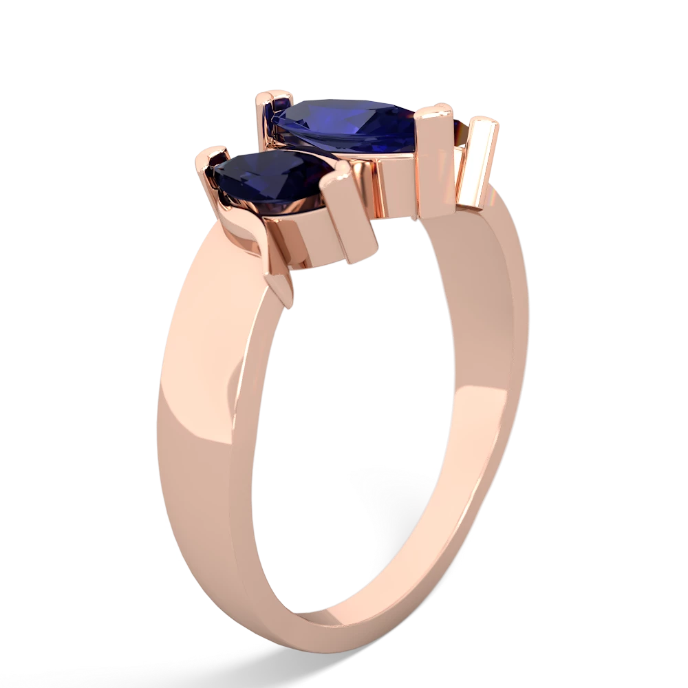 Lab Sapphire Three Peeks 14K Rose Gold ring R2433