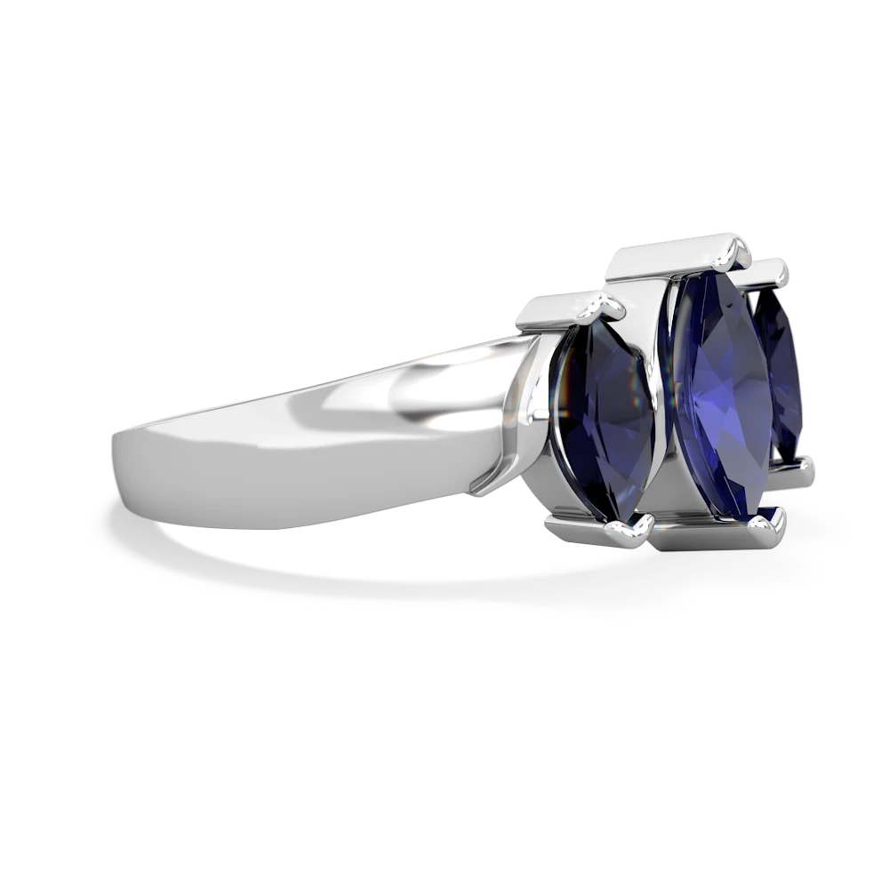 Lab Sapphire Three Peeks 14K White Gold ring R2433