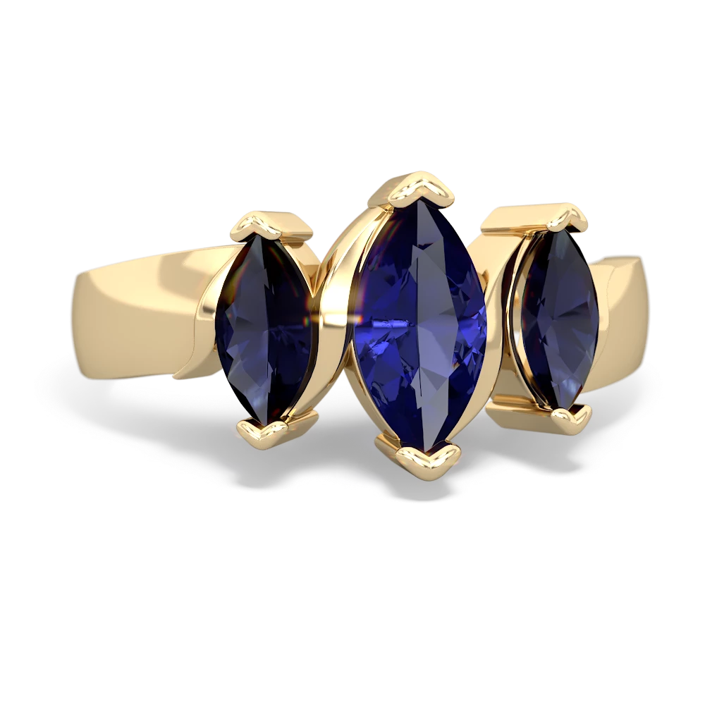 Lab Sapphire Three Peeks 14K Yellow Gold ring R2433