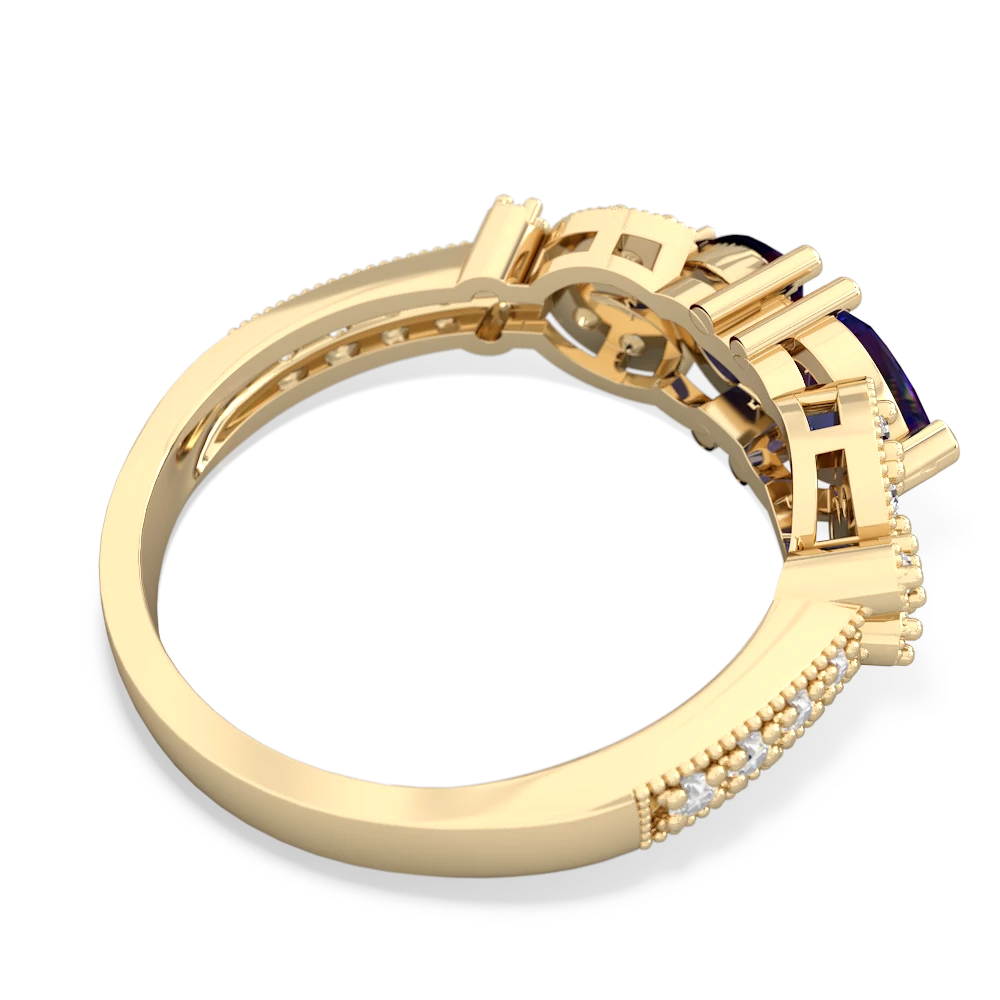 Lab Sapphire Diamond Butterflies 14K Yellow Gold ring R5601