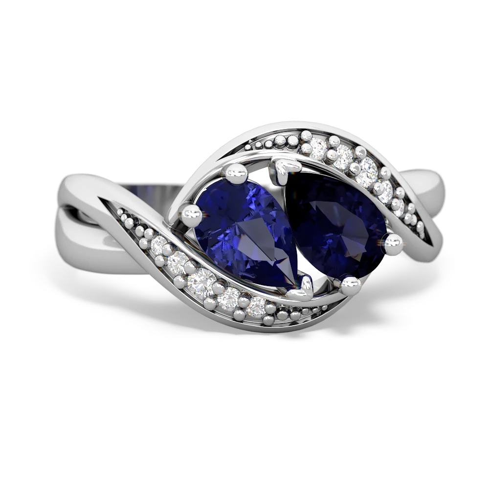 Lab Sapphire Summer Winds 14K White Gold ring R5342