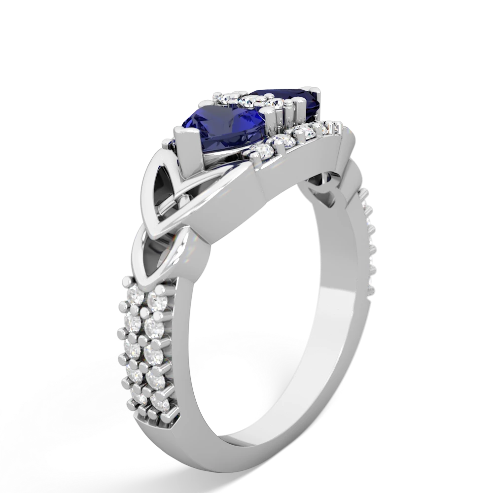 Lab Sapphire Sparkling Celtic Knot 14K White Gold ring R2645