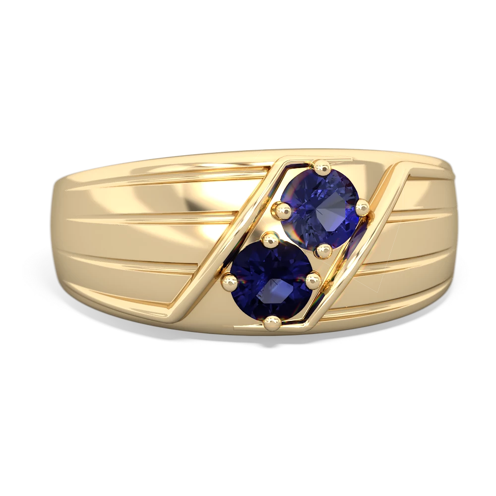 Lab Sapphire Men's Streamline 14K Yellow Gold ring R0460