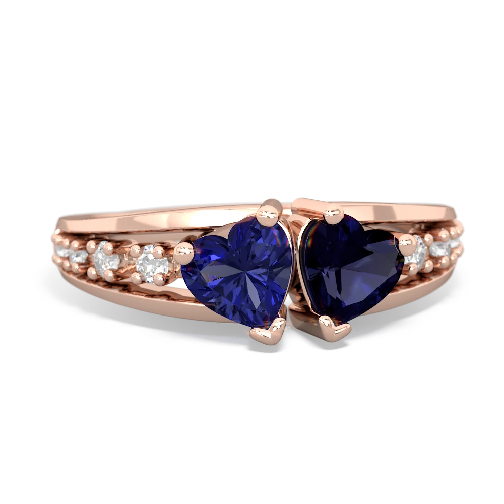 Lab Sapphire Heart To Heart 14K Rose Gold ring R3342