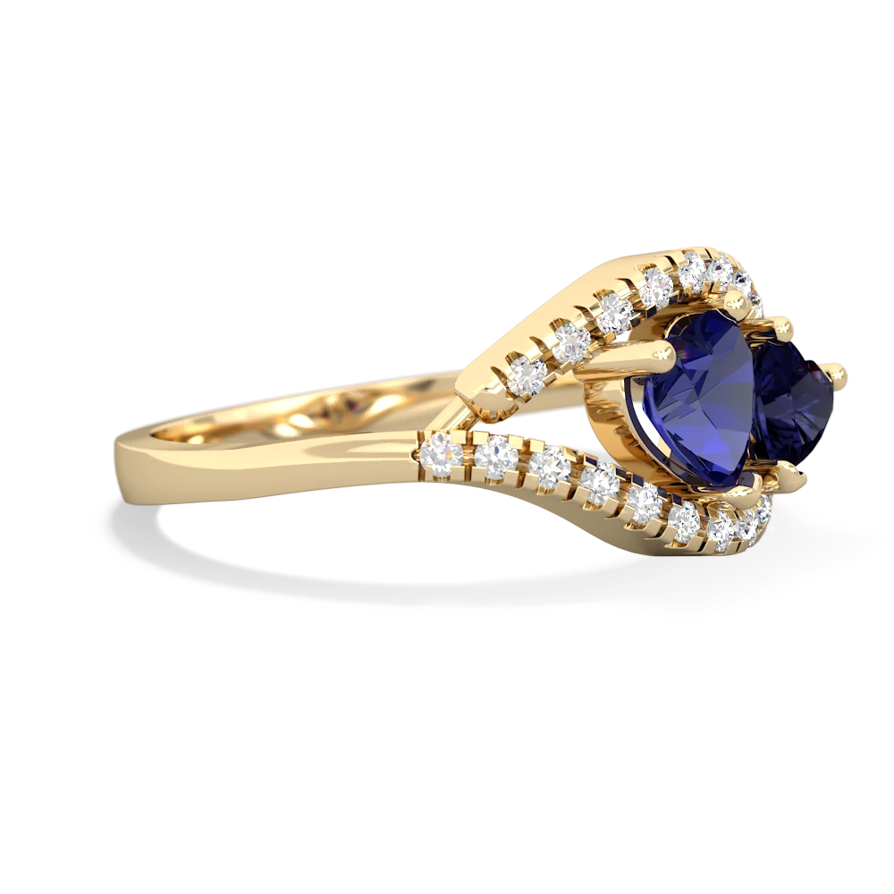 Lab Sapphire Mother And Child 14K Yellow Gold ring R3010