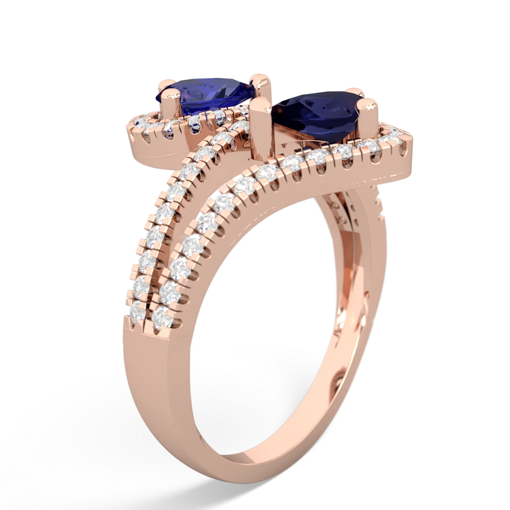 Lab Sapphire Diamond Dazzler 14K Rose Gold ring R3000