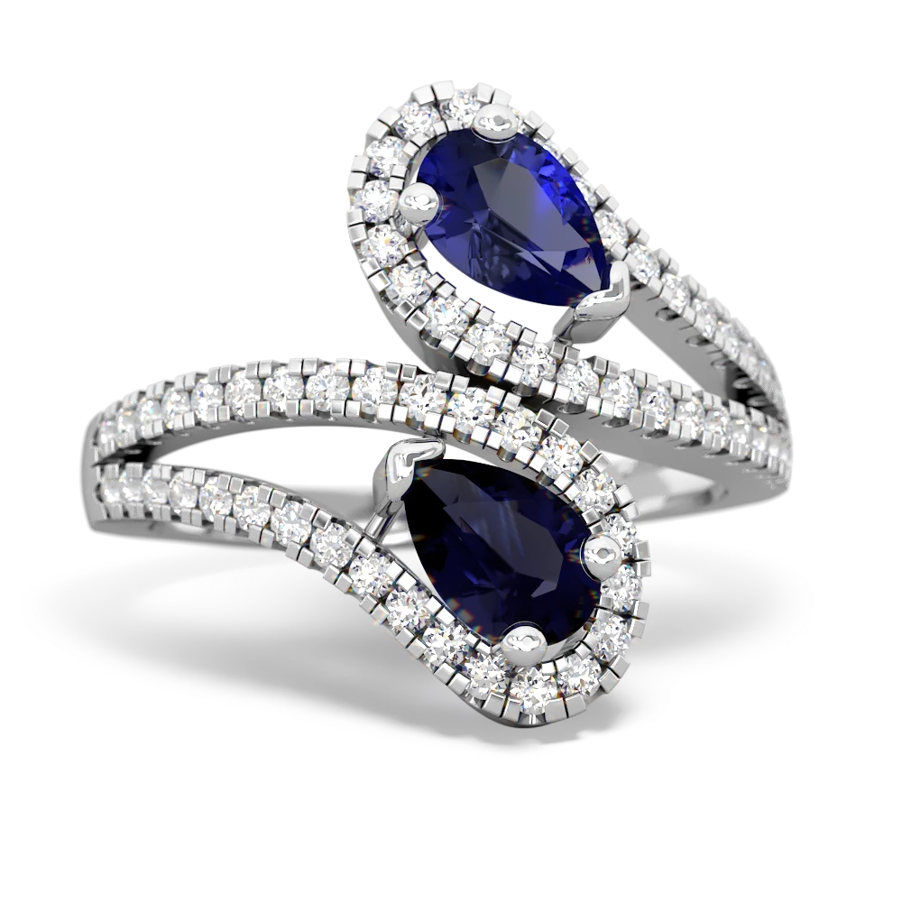 Lab Sapphire Diamond Dazzler 14K White Gold ring R3000