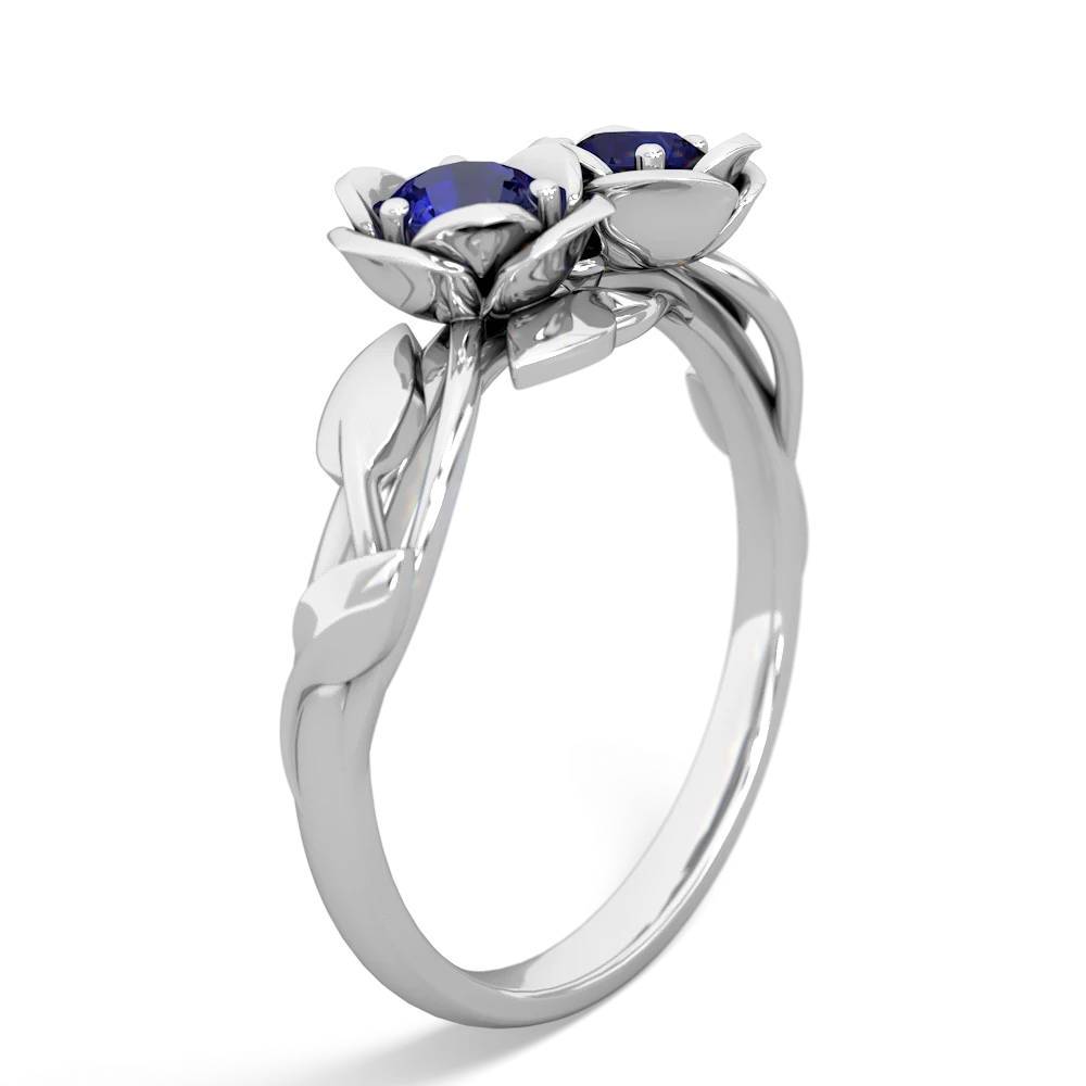 Lab Sapphire Rose Garden 14K White Gold ring R5510