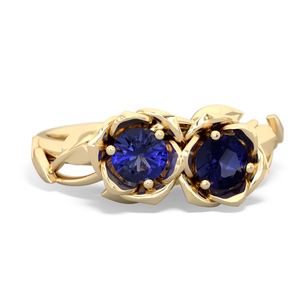 Lab Sapphire Rose Garden 14K Yellow Gold ring R5510