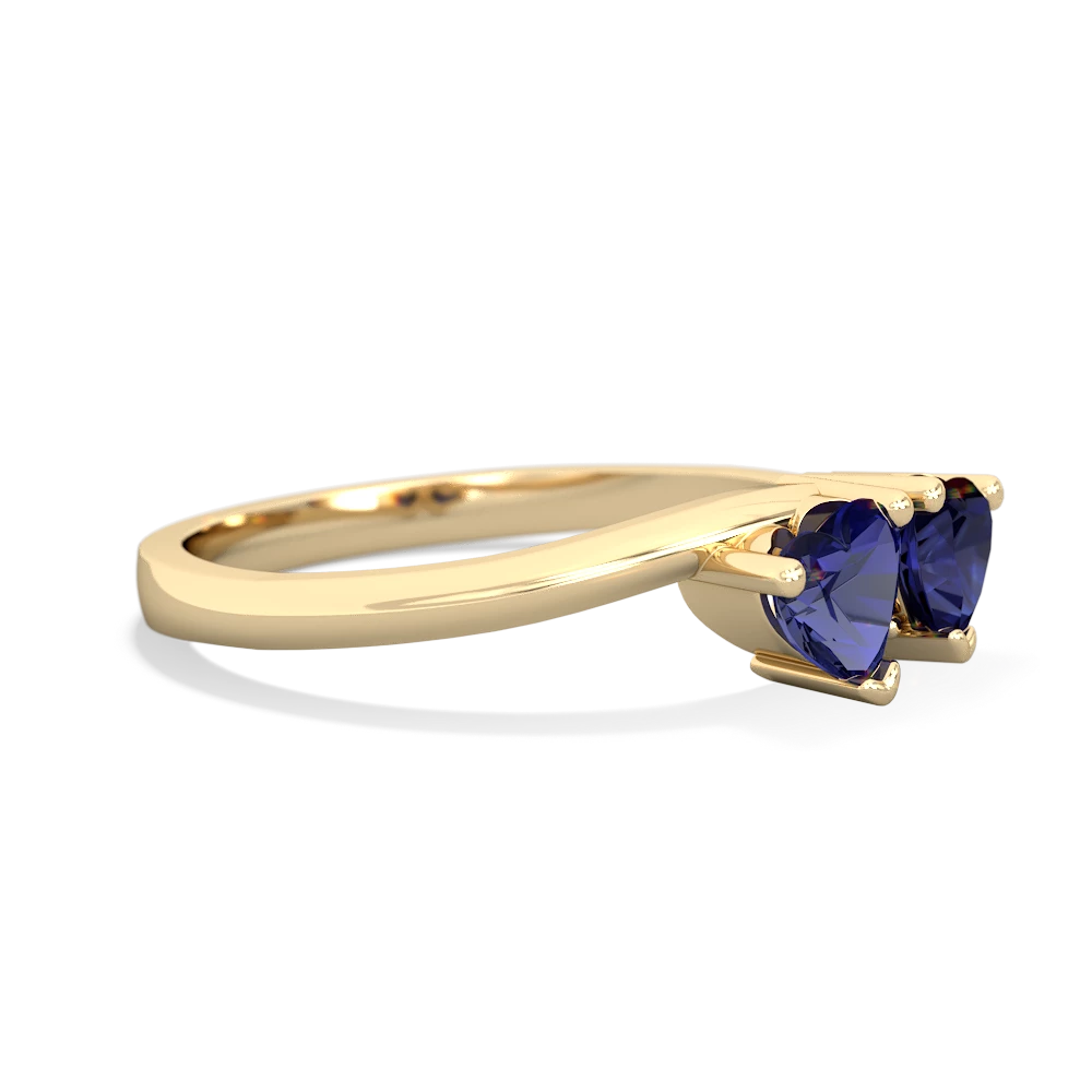 Lab Sapphire Sweethearts 14K Yellow Gold ring R5260