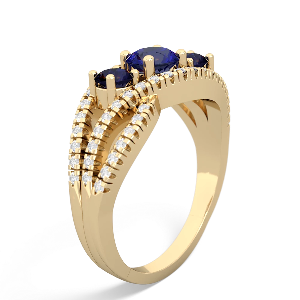 Lab Sapphire Three Stone Aurora 14K Yellow Gold ring R3080