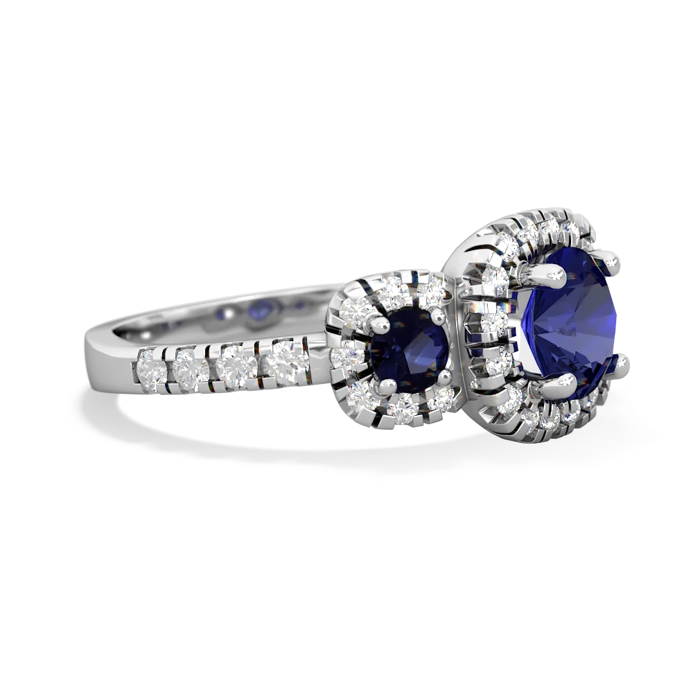 Lab Sapphire Regal Halo 14K White Gold ring R5350