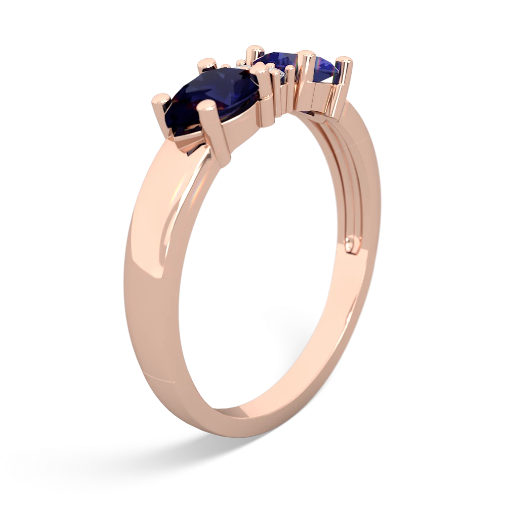 Lab Sapphire Pear Bowtie 14K Rose Gold ring R0865