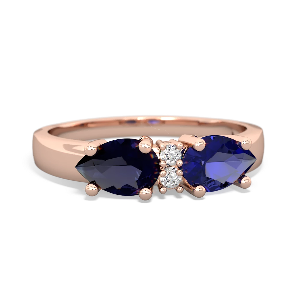 Lab Sapphire Pear Bowtie 14K Rose Gold ring R0865