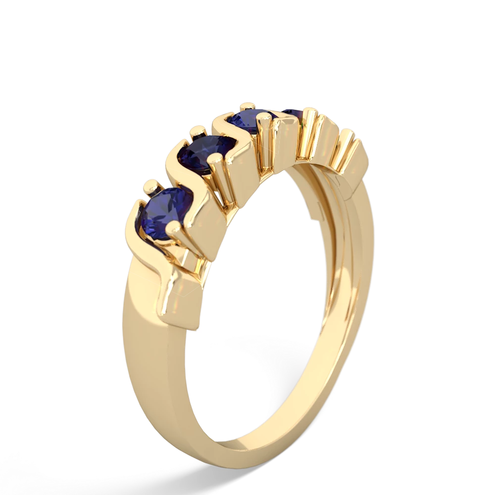 Lab Sapphire Anniversary Band 14K Yellow Gold ring R2089