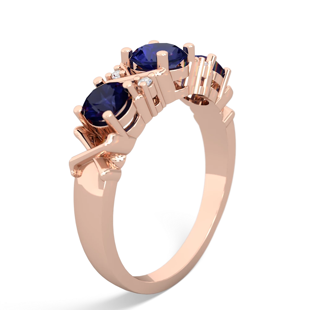 Lab Sapphire Hugs And Kisses 14K Rose Gold ring R5016