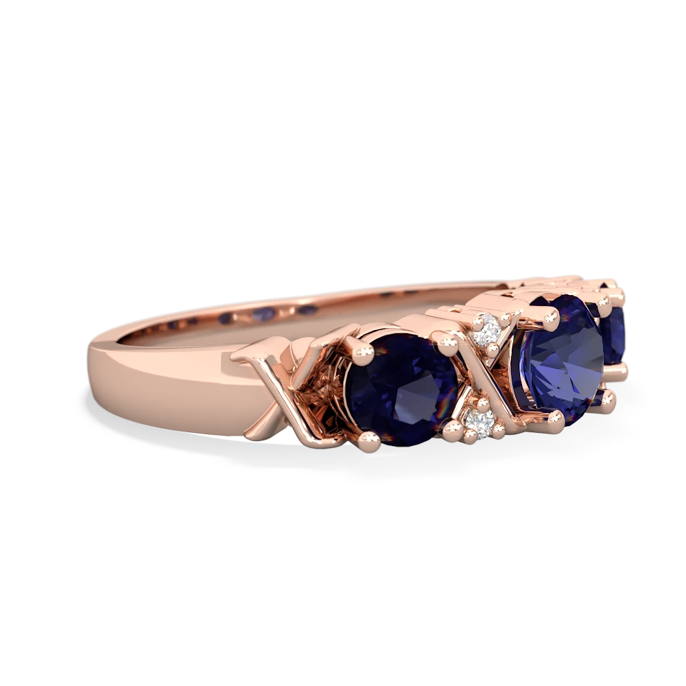 Lab Sapphire Hugs And Kisses 14K Rose Gold ring R5016