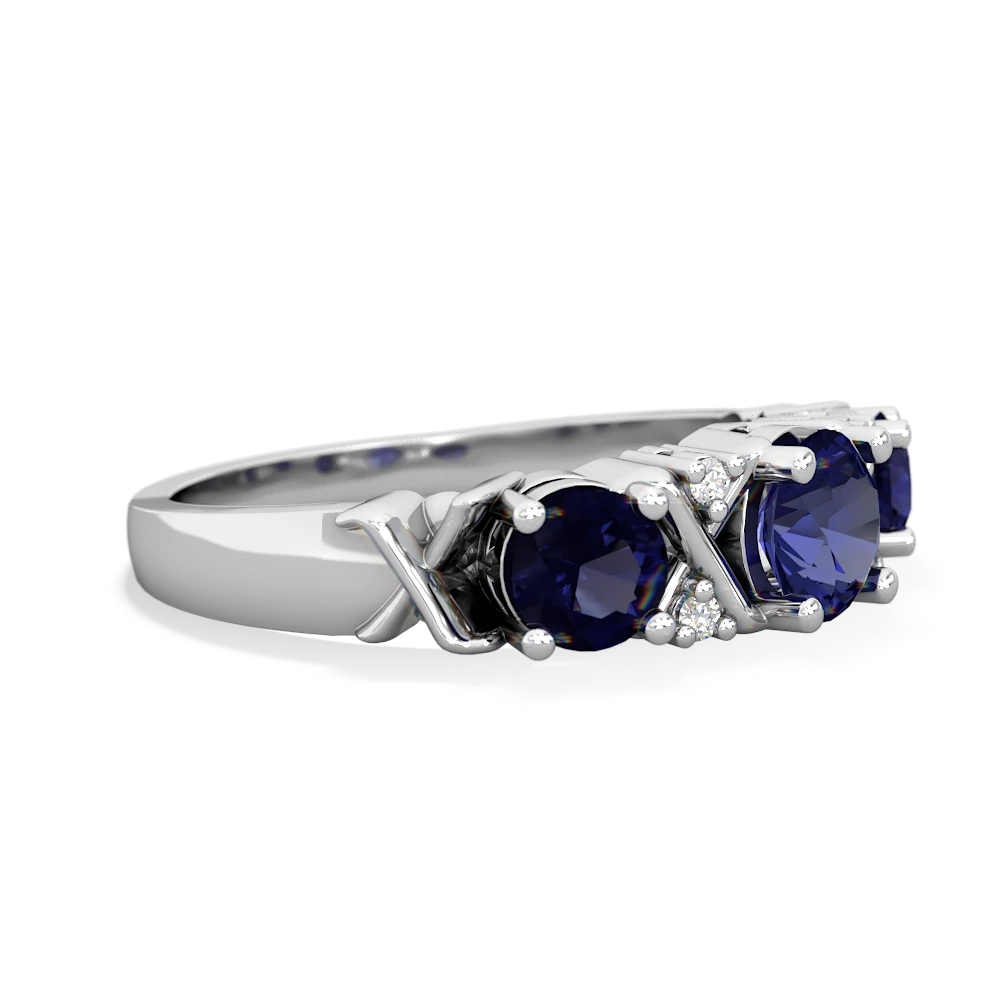 Lab Sapphire Hugs And Kisses 14K White Gold ring R5016