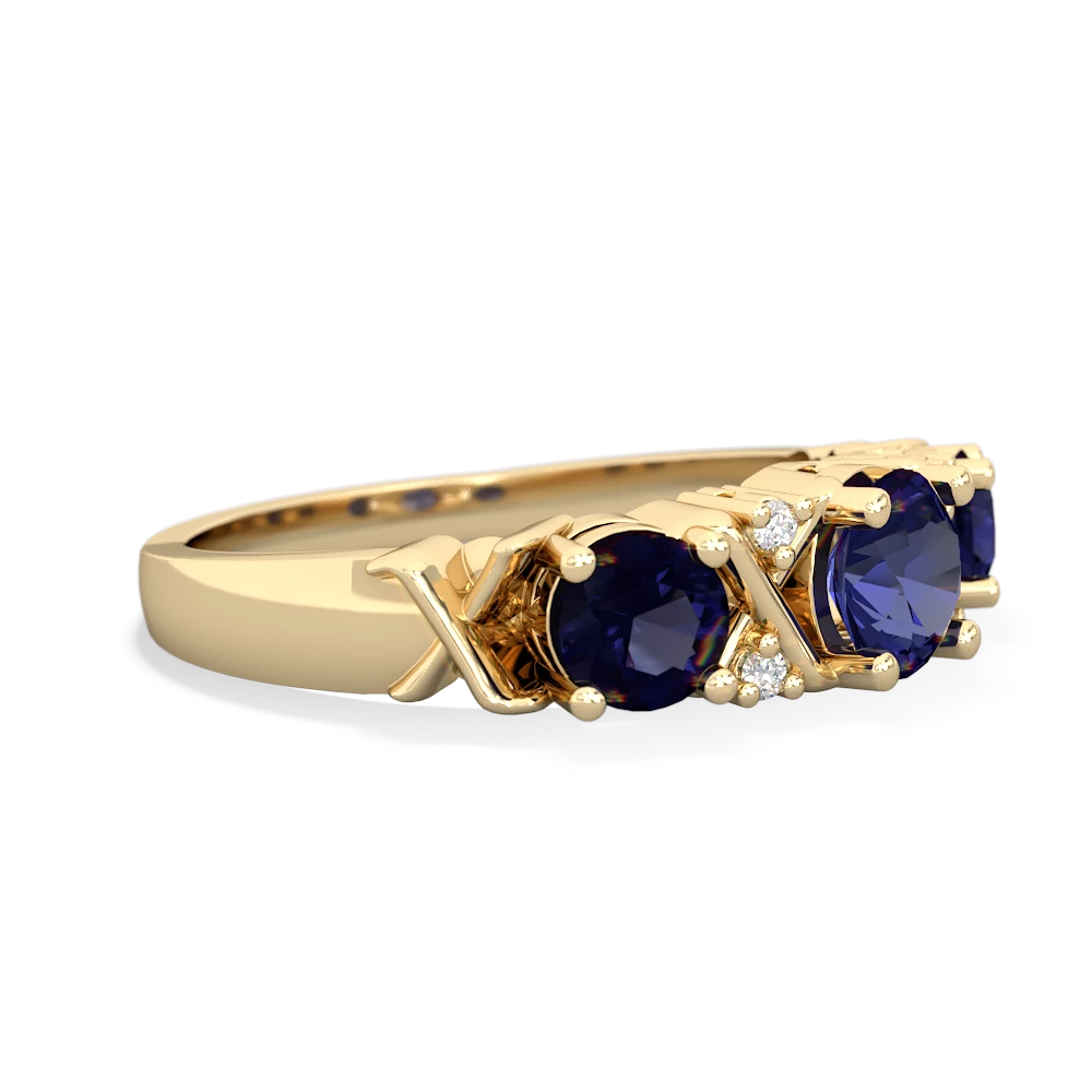 Lab Sapphire Hugs And Kisses 14K Yellow Gold ring R5016