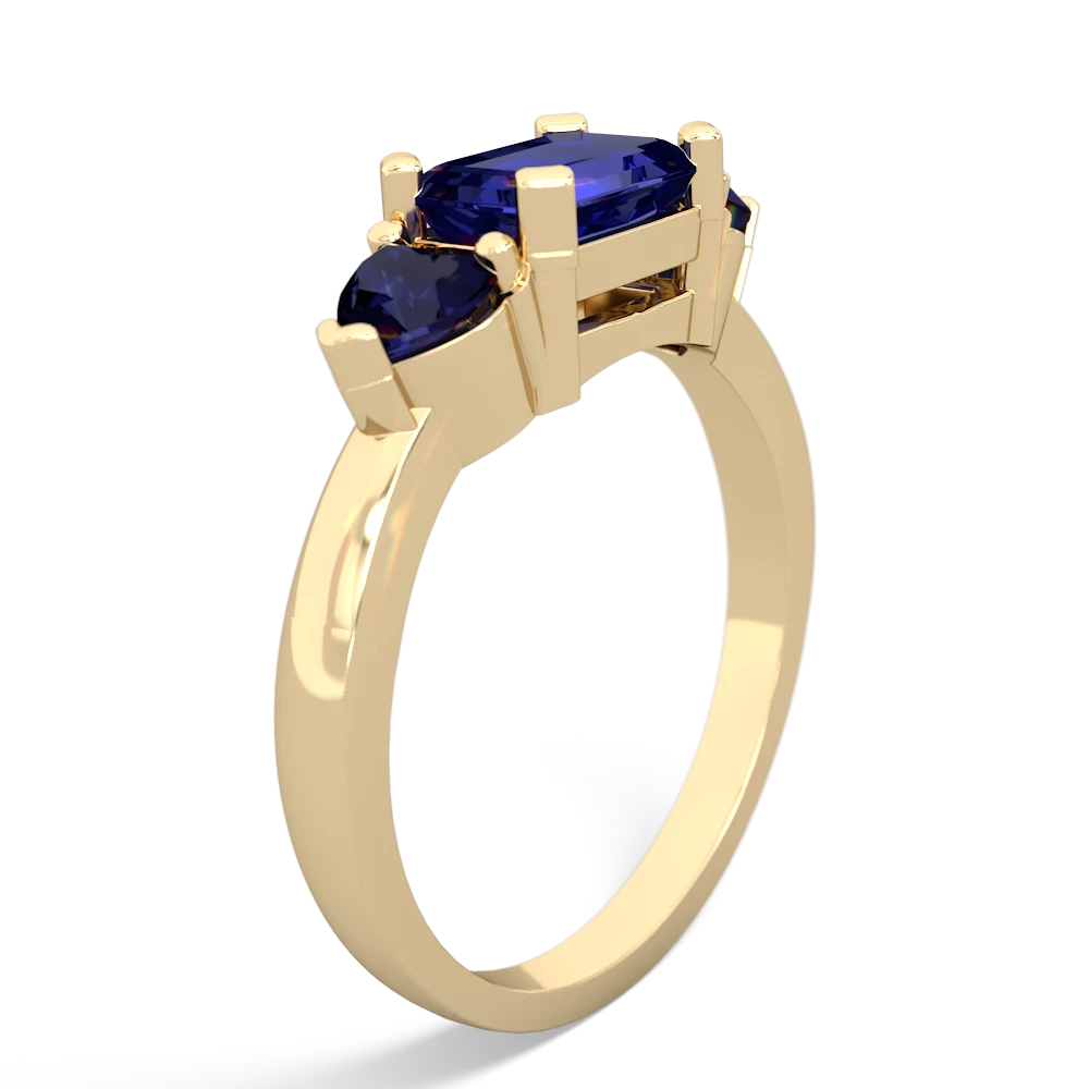 Lab Sapphire Three Stone 14K Yellow Gold ring R5235