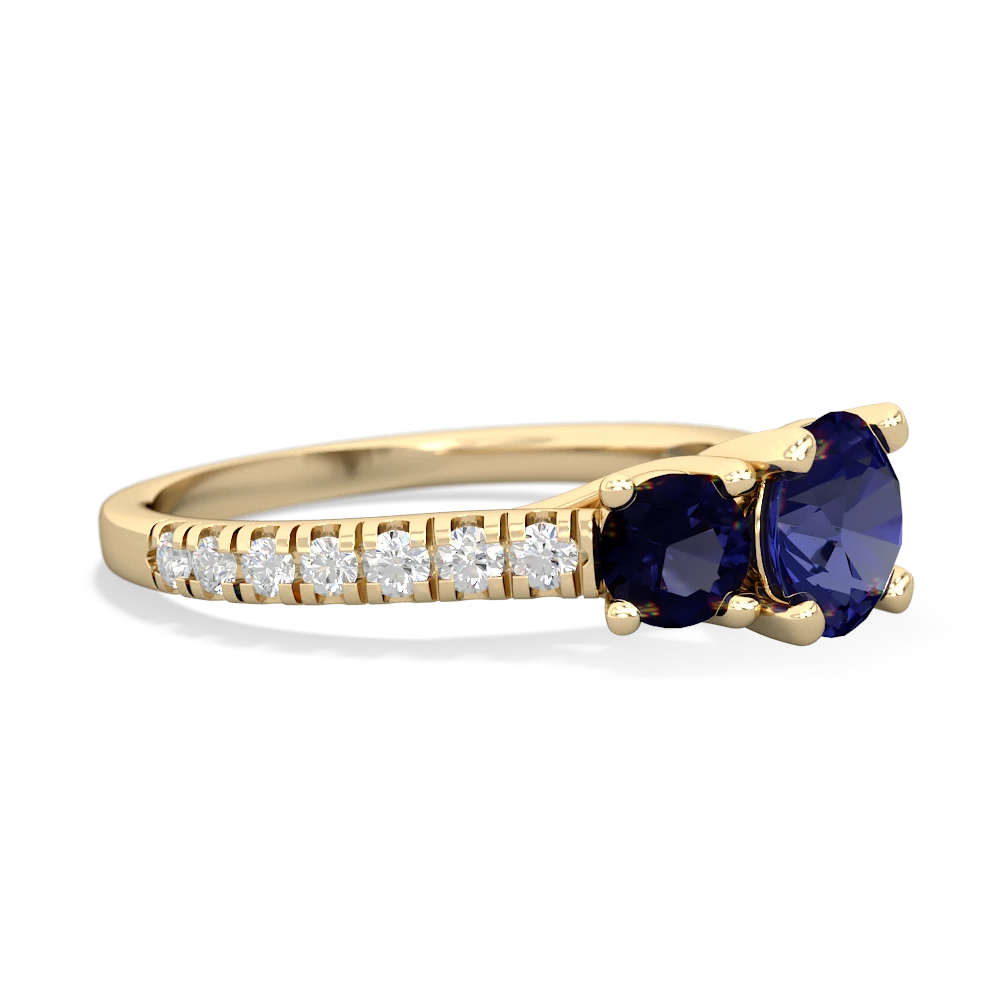 Lab Sapphire Pave Trellis 14K Yellow Gold ring R5500