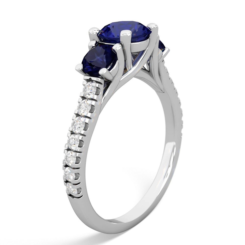 Lab Sapphire Pave Trellis 14K White Gold ring R5500