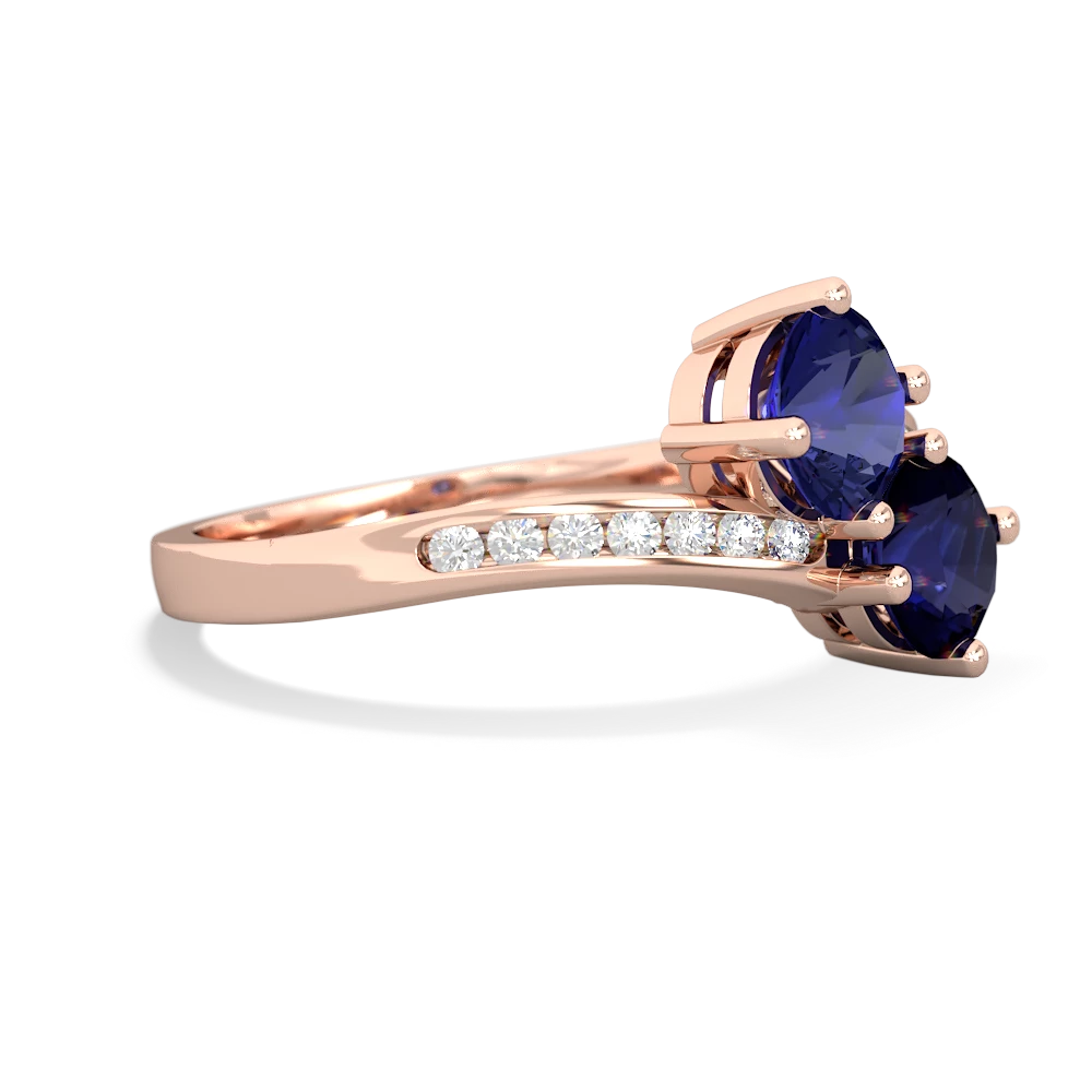 Lab Sapphire Channel Set Two Stone 14K Rose Gold ring R5303