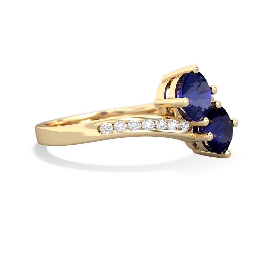 Lab Sapphire Channel Set Two Stone 14K Yellow Gold ring R5303