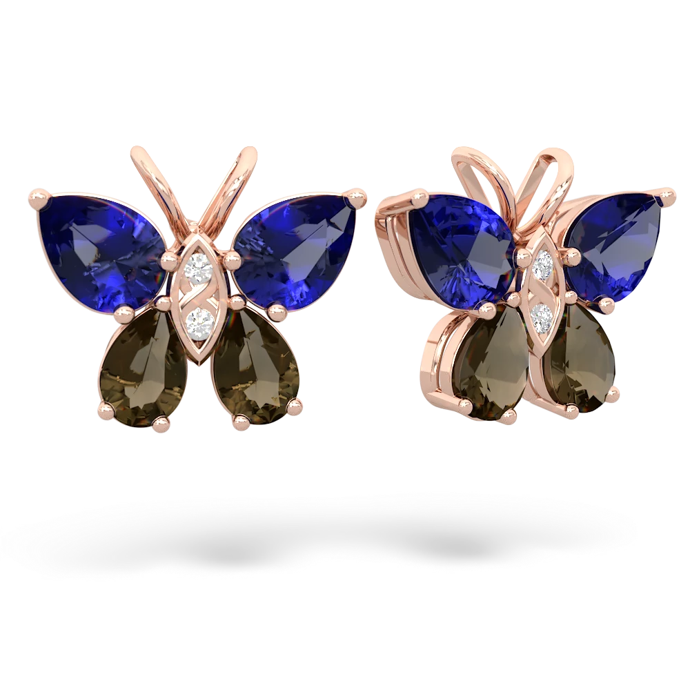 Lab Sapphire Butterfly 14K Rose Gold earrings E2215