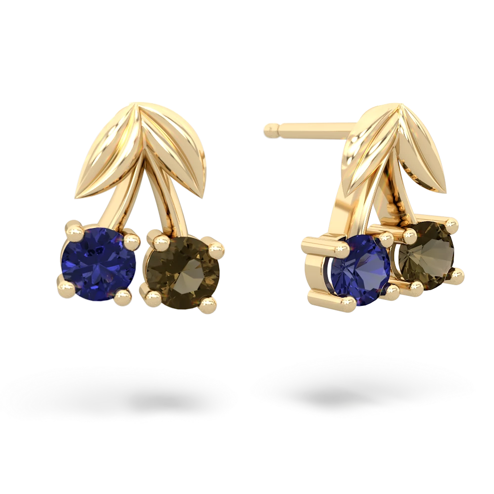 Lab Sapphire Sweet Cherries 14K Yellow Gold earrings E7001