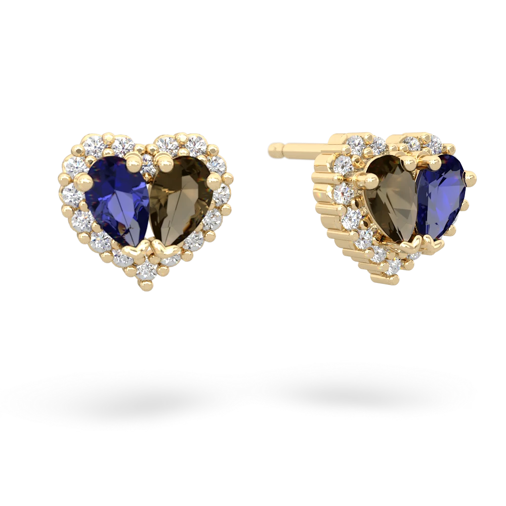 Lab Sapphire Halo 14K Yellow Gold earrings E7008