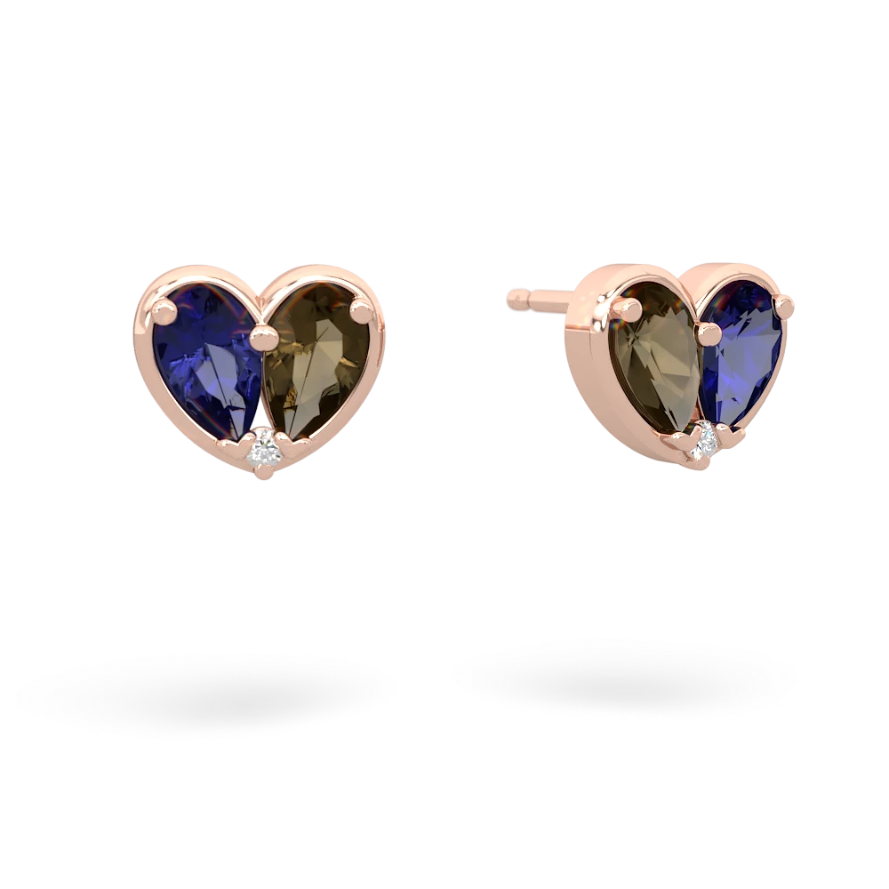 Lab Sapphire 'Our Heart' 14K Rose Gold earrings E5072