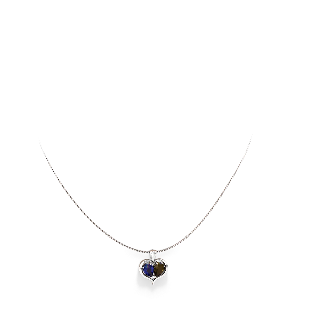 Lab Sapphire Two Become One 14K White Gold pendant P5330