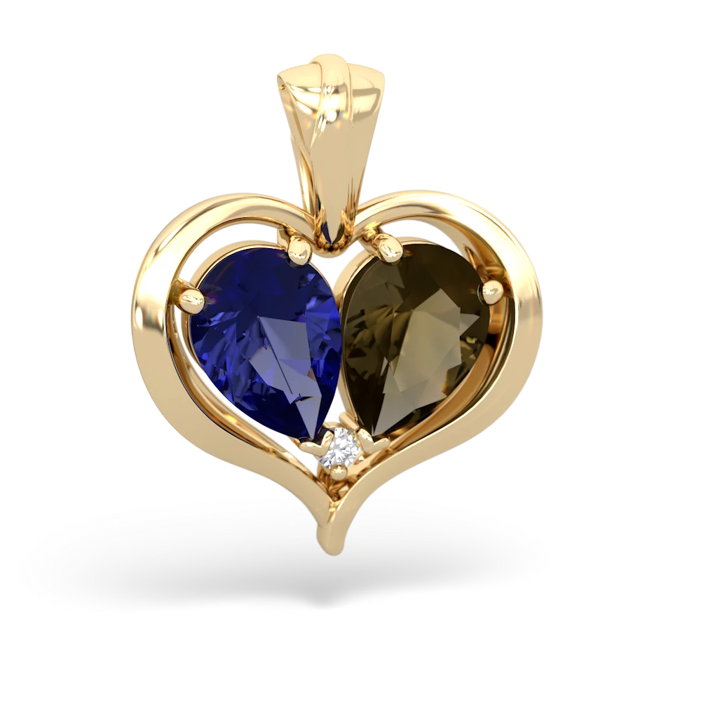 Lab Sapphire Two Become One 14K Yellow Gold pendant P5330