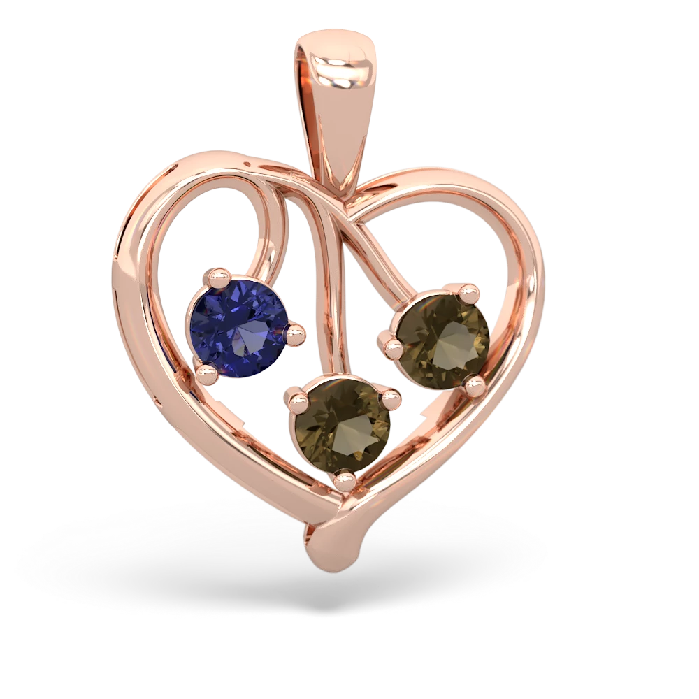 Lab Sapphire Glowing Heart 14K Rose Gold pendant P2233