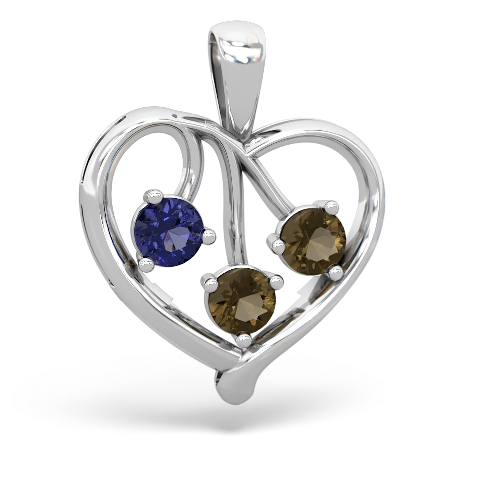 Lab Sapphire Glowing Heart 14K White Gold pendant P2233