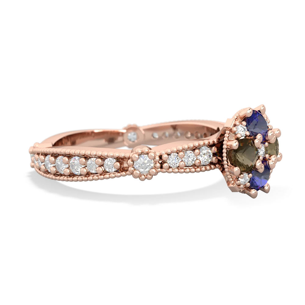 Lab Sapphire Sparkling Tiara Cluster 14K Rose Gold ring R26293RD