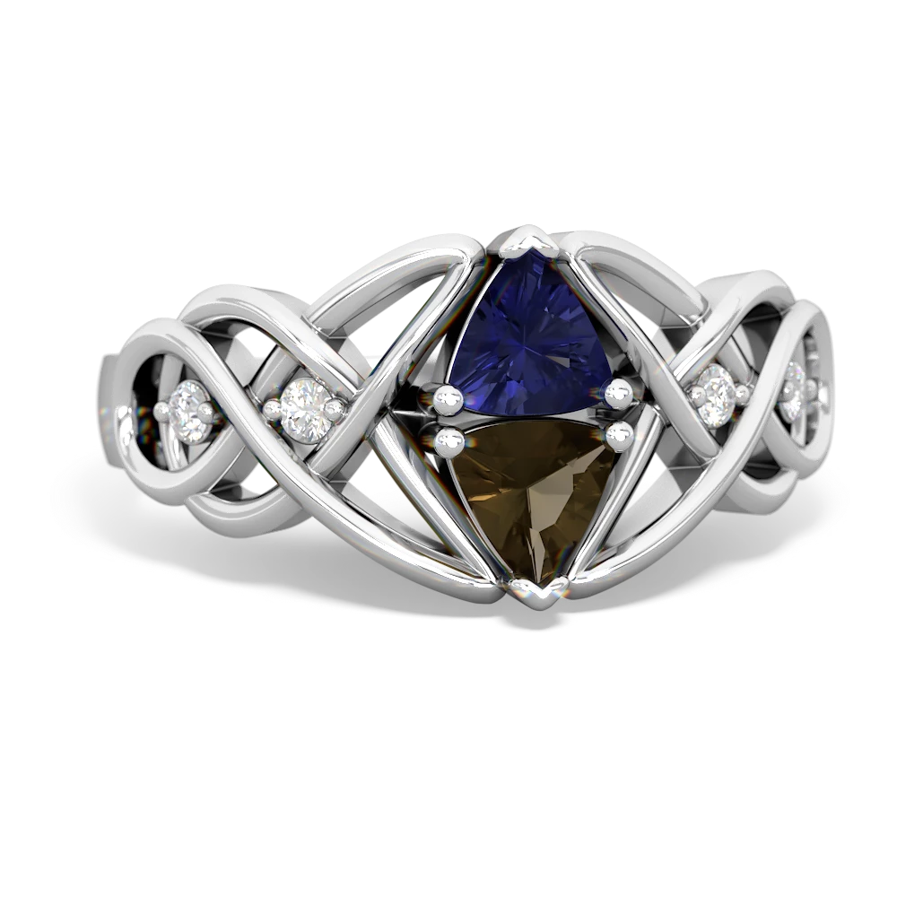 Lab Sapphire Keepsake Celtic Knot 14K White Gold ring R5300