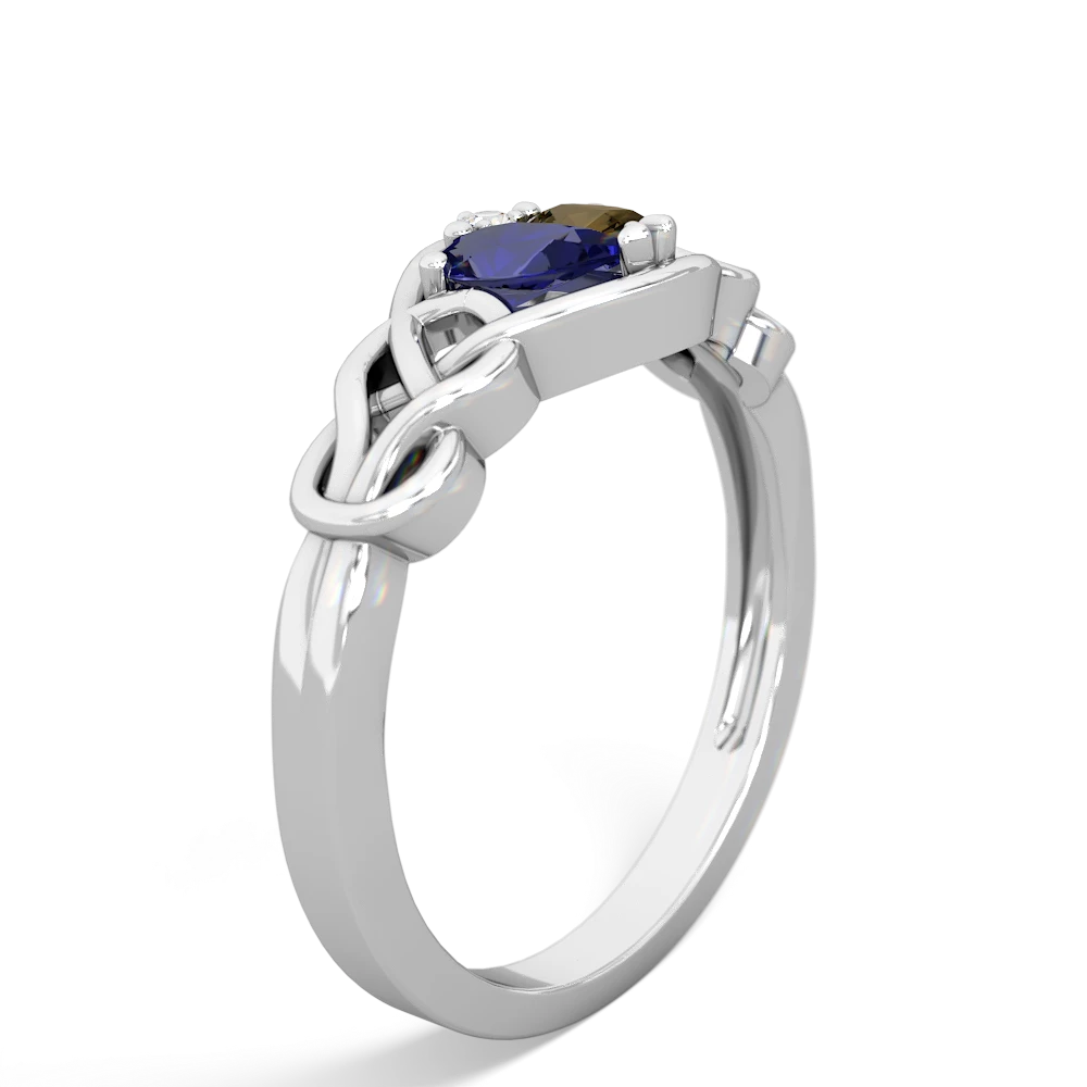 Lab Sapphire Celtic Love Knot 14K White Gold ring R5420