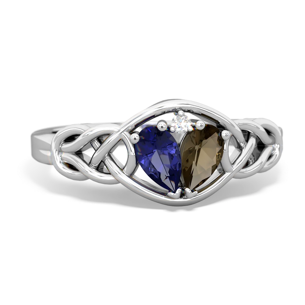 Lab Sapphire Celtic Love Knot 14K White Gold ring R5420