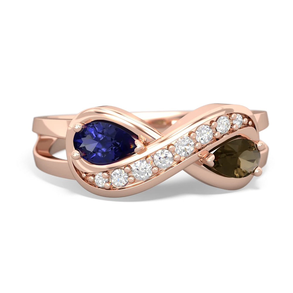 Lab Sapphire Diamond Infinity 14K Rose Gold ring R5390