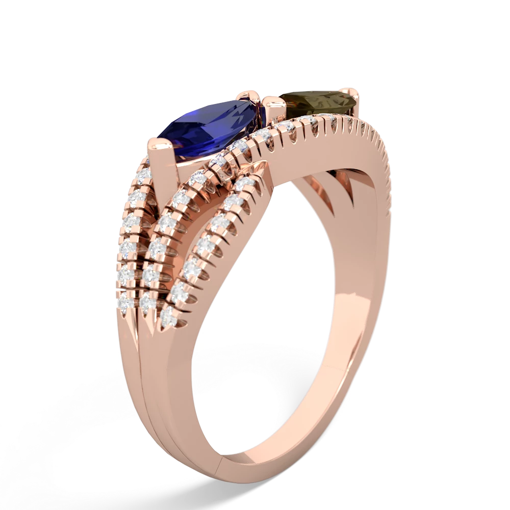 Lab Sapphire Diamond Rivers 14K Rose Gold ring R3070