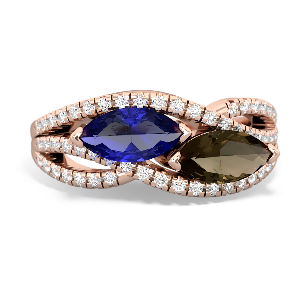 Lab Sapphire Diamond Rivers 14K Rose Gold ring R3070